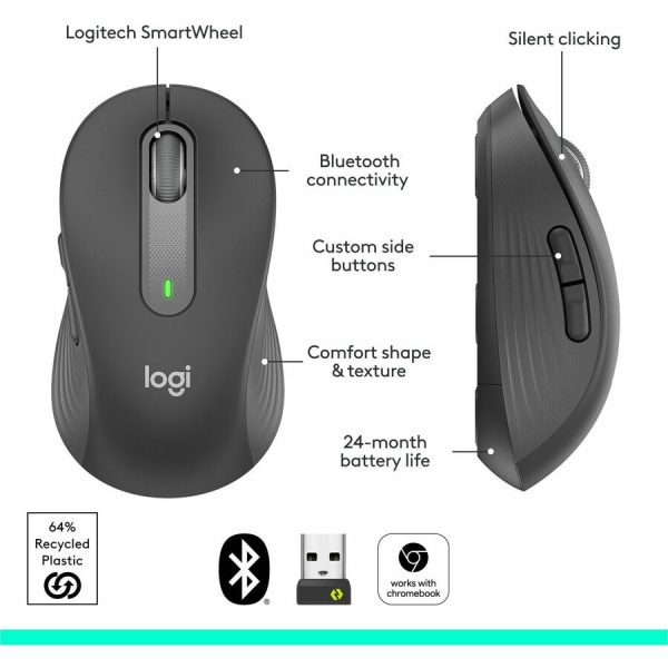 Logitech Signature M650 Wireless Mouse - For Small to Medium Sized Hands, 2-Year Battery, Silent Clicks, Bluetooth, Graphite - Image 7