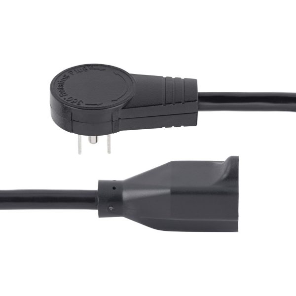 StarTech.com 10ft Power Extension Cord, Rotating Flat Plug Extension Cord, NEMA 5-15P to NEMA 5-15R Cable, 16 AWG, 125V/15A, UL Certified - Image 2