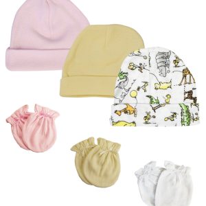 Boys Girls Caps And Mittens (pack Of 6) Nc_0298