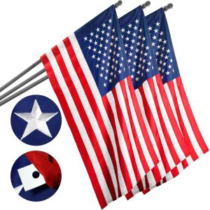 USA American Flag 2x3FT 3-Pack Pole Sleeve Embroidered Polyester By G128