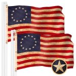 G128 2 Pack: Betsy Ross Tea-Stained Flag | 6x10 Ft | ToughWeave Pro Series Embroidered 420D Polyester | Historical Flag, Embroidered Design, Indoor/Outdoor, Brass Grommets, High Quality