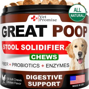 Great Poop Probiotics for Dogs   Dog Stool Softener   Fiber for Dogs Supplement   6 Probiotics and Digestive Enzymes   Healthy Gut   Firm Stool & Diarrhea Relief 120 Chews