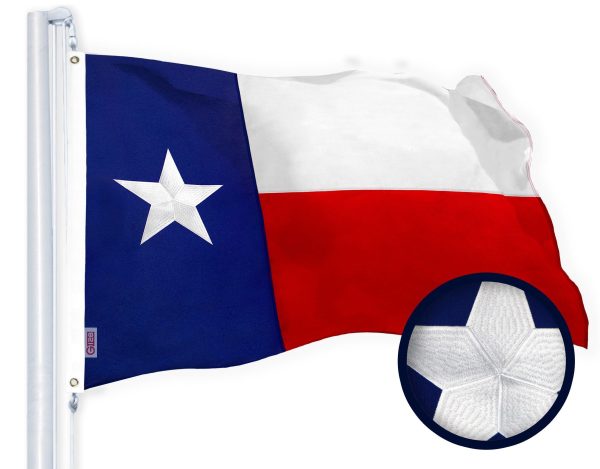 G128 Texas State Flag 4x6 FT 3-Pack Embroidered Stars Sewn Stripes Heavy Duty 220GSM Tough Spun Polyester Quality with Brass Grommets - Image 6