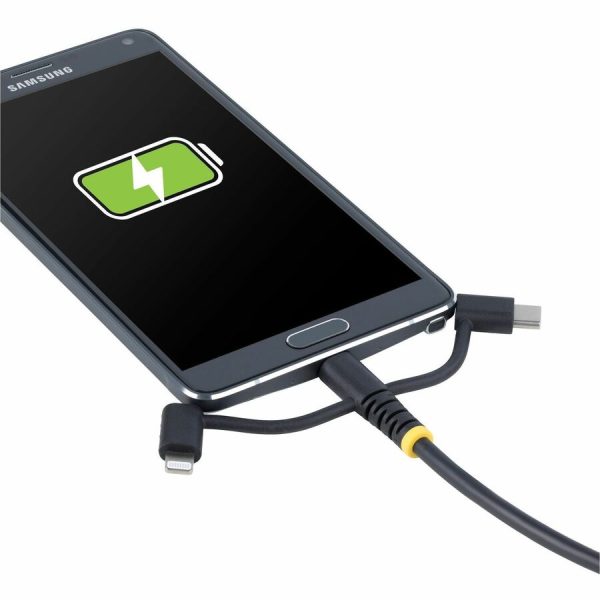 StarTech.com 3.3ft (1m) Rugged USB Multi Charging Cable, USB to Lightning/Micro-USB/Type-C, Apple MFi, Aramid Jacket, 3-in-1 Charger Cord - Image 7