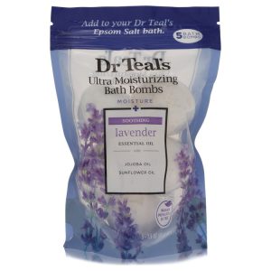 Dr Teal's Five (5) 1.6 oz Moisture Soothing Bath Bombs with Lavender, Essential Oils, Jojoba Oil, Sunflower Oil (Unisex) 1.6 oz for Men