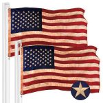 G128 2 Pack: American USA Tea-Stained Flag | 4x6 Ft | ToughWeave Pro Series Embroidered 420D Polyester | Embroidered Stars