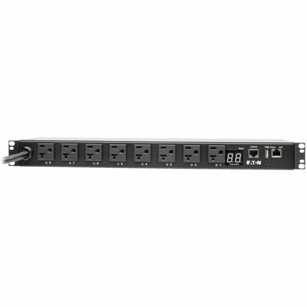 Eaton 1.9kW Single-Phase Switched PDU, LX Interface, 120V Outlets (8 5-15/20R), NEMA L5-20P/5-20P input, 12 ft. (3.66 m) Cord, 1U Rack, TAA - Image 2
