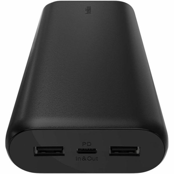 Belkin 20W 3-port USB Power Bank - 20K mAh - 2xUSB-A (12W), 1xUSB-C (15W) - Portable Charger - w/ USB-C to USB-C Cable - Black - Image 2