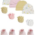 Preemie Baby Girl Caps With Infant Mittens And Booties - 10 Pack Nc_0208