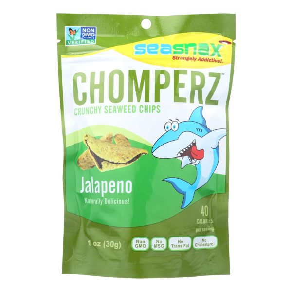 Seasnax Chomperz Crunchy Seaweed Chips - Jalapeno - Case of 8 - 1 oz. - Image 2