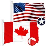 G128 Combo Pack: American USA Flag 6x10 Ft & Canada Canadian Flag 6x10 Ft | Both ToughWeave Series Embroidered 300D Polyester, Embroidered Design, Indoor/Outdoor, Brass Grommets