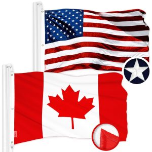 G128 Combo Pack: American USA Flag 6x10 Ft & Canada Canadian Flag 6x10 Ft | Both ToughWeave Series Embroidered 300D Polyester, Embroidered Design, Indoor/Outdoor, Brass Grommets