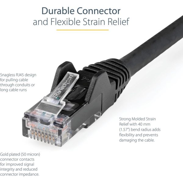 StarTech.com 35ft (10.7m) CAT6 Ethernet Cable, LSZH (Low Smoke Zero Halogen) 10GbE Snagless 100W PoE UTP RJ45 Black Network Patch Cord ETL - Image 6