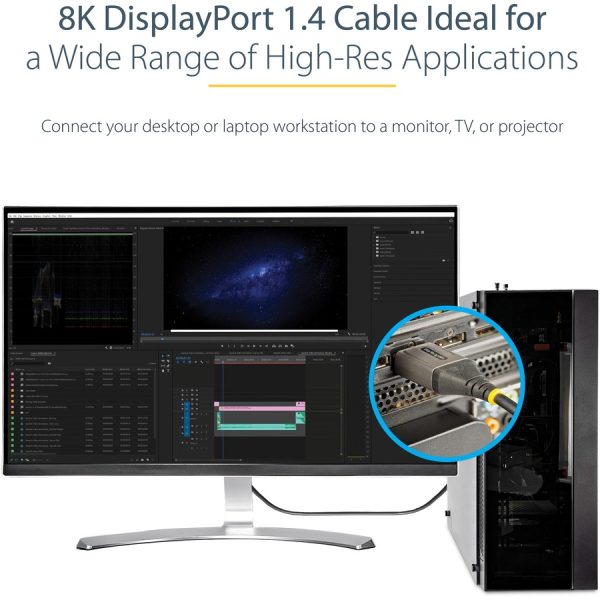 StarTech.com 13ft (4m) VESA Certified DisplayPort 1.4 Cable, 8K 60Hz HDR10, UHD 4K 120Hz Video, DP to DP Monitor Cord, DP 1.4 Cable, M/M - Image 8