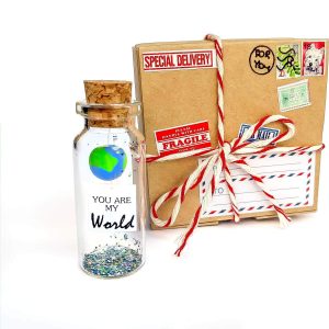 Cute Girlfriend and Boyfriend Gifts Personalized Anniversary Present for Her Him Custom Birthday Gift Idea for Women Men (You Are My World in Craft Gift Box)