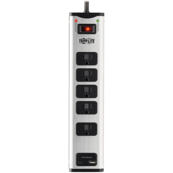 Eaton Tripp Lite Series 5-Outlet Surge Protector with 1 USB-A and 1 USB-C (3.9A Shared) - 6 ft. Cord, 2100 Joules, Metal Housing - Image 3