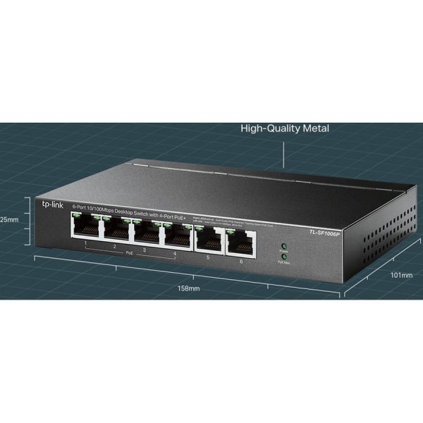 TP-Link TL-SF1006P - 6-Port Fast Ethernet 10/100Mbps PoE Switch - Image 6