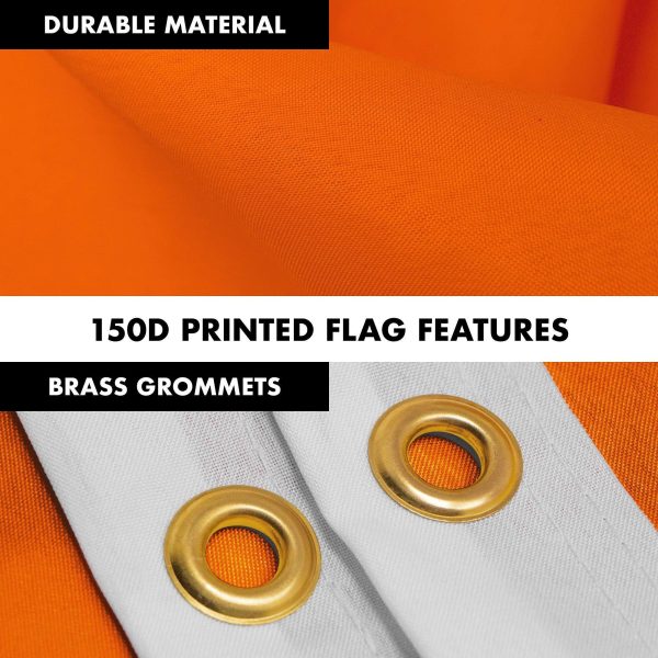 G128 Combo Pack: 5 Ft Tangle Free Aluminum Spinning Flagpole (White) & Solid Orange Color Flag 2.5x4 Ft, LiteWeave Pro Series Printed 150D Polyester | Pole with Flag Included - Image 3