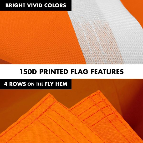 G128 Combo Pack: 5 Ft Tangle Free Aluminum Spinning Flagpole (White) & Solid Orange Color Flag 2.5x4 Ft, LiteWeave Pro Series Printed 150D Polyester | Pole with Flag Included - Image 4
