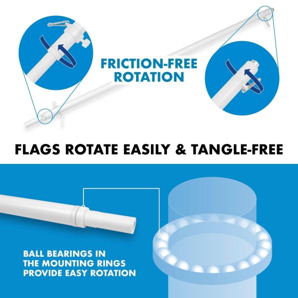 G128 Combo Pack: 5 Ft Tangle Free Aluminum Spinning Flagpole (White) & Solid Orange Color Flag 2.5x4 Ft, LiteWeave Pro Series Printed 150D Polyester | Pole with Flag Included - Image 8