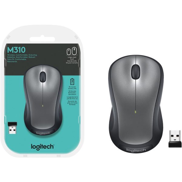 Logitech M310 Wireless Mouse, 2.4 GHz with USB Nano Receiver, 1000 DPI Optical Tracking, Ambidextrous, Silver - Image 6