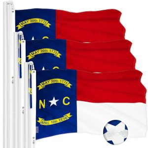 G128 3 Pack: North Carolina State Flag | 2.5x4 Ft | ToughWeave Series Embroidered 300D Polyester | Embroidered Design, Indoor/Outdoor, Brass Grommets