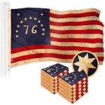G128 10 Pack: Bennington 76 Tea-Stained Flag | 1x1.5 Ft | ToughWeave Pro Series Embroidered 420D Polyester | Historical Flag, Embroidered Design, Indoor/Outdoor, Brass Grommets, High Quality
