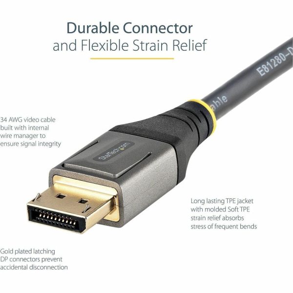 StarTech.com 10ft (3m) VESA Certified DisplayPort 1.4 Cable, 8K 60Hz HDR10, UHD 4K 120Hz Video, DP to DP Monitor Cord, DP 1.4 Cable, M/M - Image 2