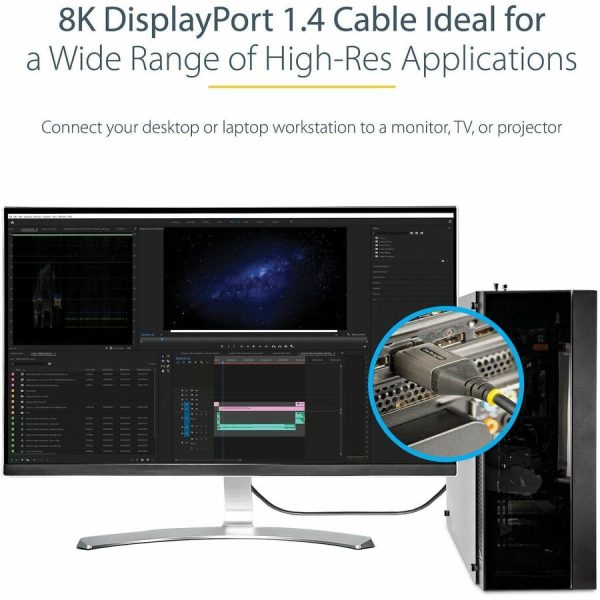 StarTech.com 10ft (3m) VESA Certified DisplayPort 1.4 Cable, 8K 60Hz HDR10, UHD 4K 120Hz Video, DP to DP Monitor Cord, DP 1.4 Cable, M/M - Image 4