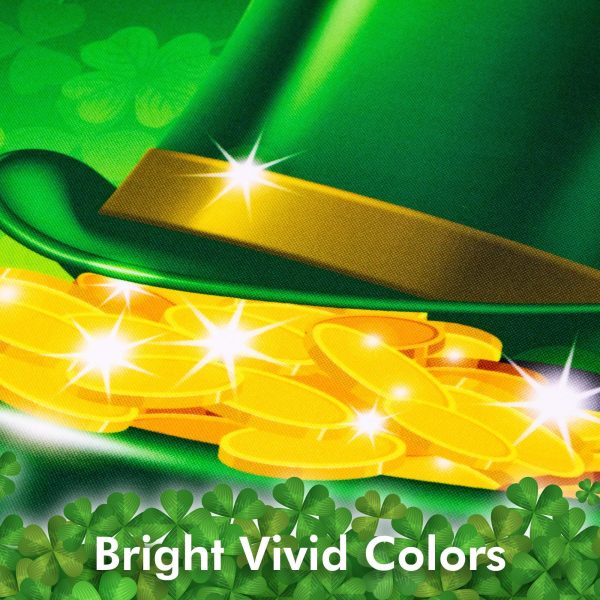 G128 - St Patrick's Day Garden Flag, St Patrick's Themed Decorations - Pot of Gold and Hat,  | 12x18 Inch | Printed 150D Polyester - Rustic Holiday Seasonal Outdoor Flag - Image 3