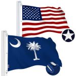 G128 Combo Pack: American USA Flag 5x8 Ft & South Carolina Flag 5x8 Ft, Both Embroidered SPUN Polyester, Indoor/Outdoor, Brass Grommets