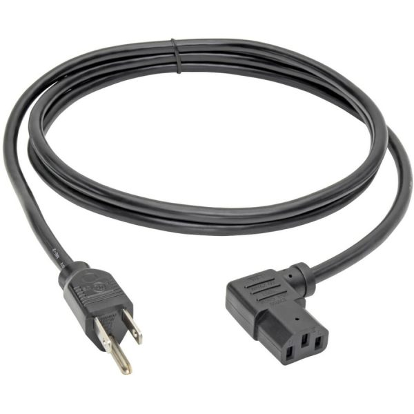 Eaton Tripp Lite Series Computer Power Cord, NEMA 5-15P to Left-Angle C13 - 10A, 125V, 18 AWG, 6 ft. (1.83 m), Black - Image 2