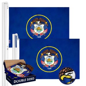 Utah UT State Flag 3x5 Ft 2-Pack Double-sided Embroidered Polyester By G128