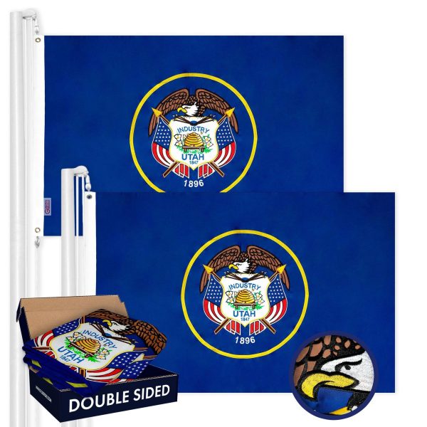 Utah UT State Flag 3x5 Ft 2-Pack Double-sided Embroidered Polyester By G128