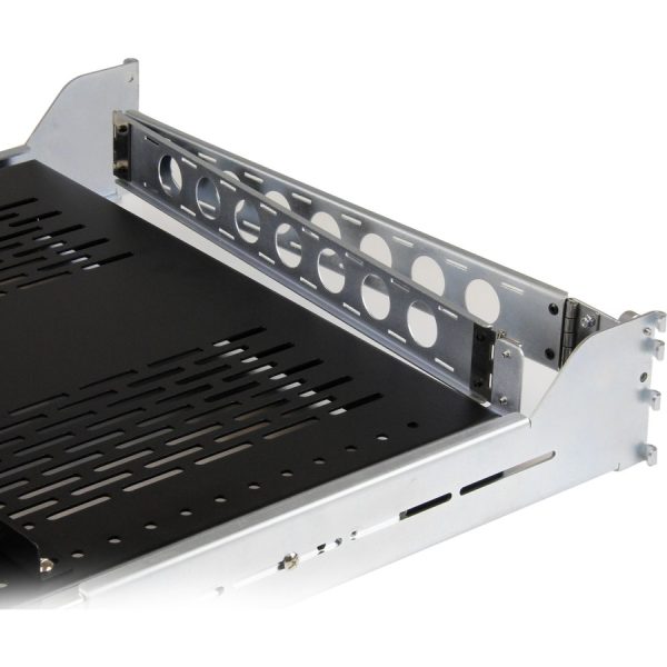 StarTech.com 2U Vented Sliding Rack Shelf w/ Cable Management Arm & 27.7 to 31.6in Adjustable Mounting Depth - 110lbs / 50kg - 24in Deep - Image 2
