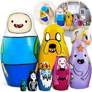 AEVVV Adventure Time Heroes Figures   Wood Nesting Dolls Set 7 pcs   Wooden Russian Matryoshka 5.3