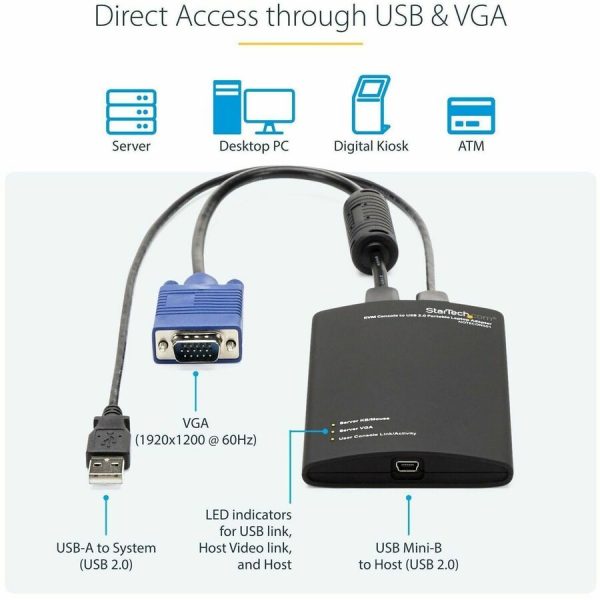 StarTech.com KVM Console to USB 2.0 Portable Laptop Crash Cart Adapter, Compact Notebook/Netbook KVM to USB Portable KVM Console, TAA - Image 3