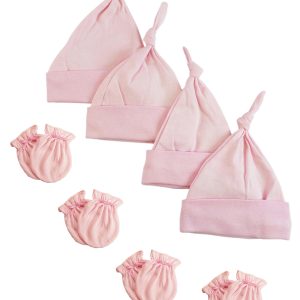 Girls Knotted Caps And Mittens - 8 Piece Set Nc_0941