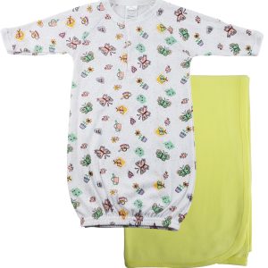 Print Infant Gown And Recieving Blanket Cs_0101