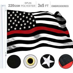 Thin Red Line Flag 220GSM Embroidered Spun Polyester 3x5 Ft