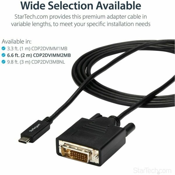 StarTech.com 6.6 ft / 2 m USB-C to DVI Cable - USB Type-C Video Adapter Cable - 1920 x 1200 - Black - Image 3
