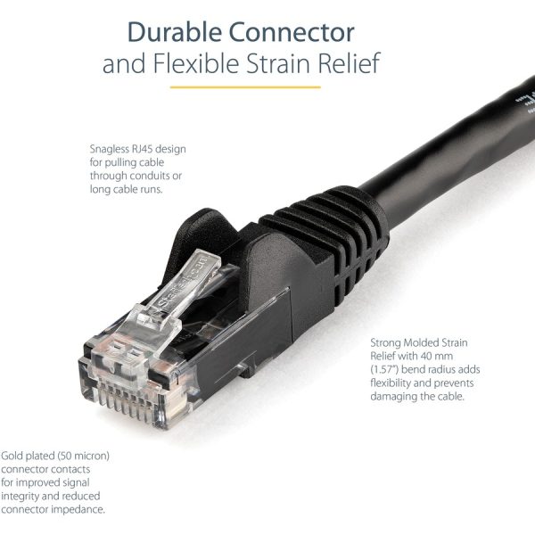 StarTech.com 20ft CAT6 Ethernet Cable - Black Snagless Gigabit - 100W PoE UTP 650MHz Category 6 Patch Cord UL Certified Wiring/TIA - Image 3