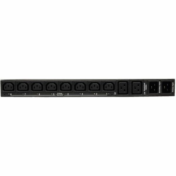 Eaton Tripp Lite Series 3.8kW Single-Phase Local Metered Automatic Transfer Switch PDU, Two 200-240V C20 Inlets, 8 C13 & 2 C19 Outputs, 1U, TAA - Image 2