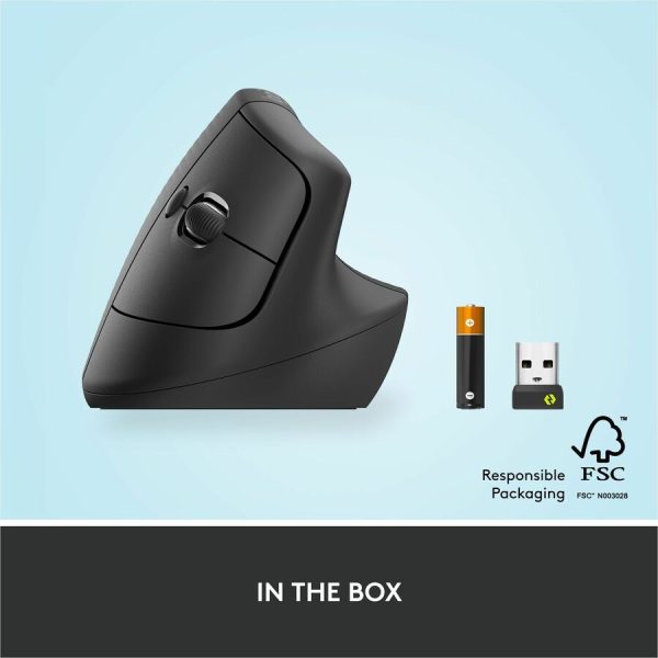 Logitech Lift Vertical Ergonomic Mouse, Wireless, Bluetooth or Logi Bolt USB receiver, Quiet clicks, 4 buttons, Graphite - Image 8