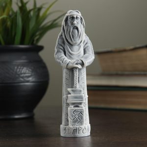 AEVVV Svarog The Slavic Creator God Collectible Figurine Interior Marble Sculpture 4.7 Tall in Subtle Grey for Home and Office Decor