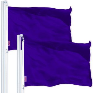 G128 2 Pack: Solid Violet Color Flag | 2.5x4 Ft | LiteWeave Pro Series Printed 150D Polyester | Indoor/Outdoor, Vibrant Colors, Brass Grommets, Thicker and More Durable Than 100D 75D Polyester