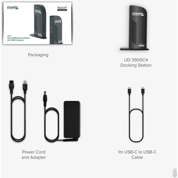Plugable 14-in-1 USB C Docking Station with 4x HDMI, Quad Dock with 100W Charging, 4x HDMI Displays - Image 6