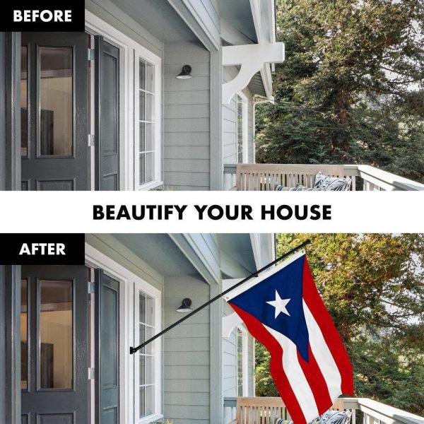 G128 Combo Pack: 6 Ft Tangle Free Spinning Flagpole (Black) & Puerto Rico Flag 3x5 Ft Embroidered 220GSM Spun Polyester, Brass Grommets (Flag Included) Aluminum Flag Pole - Image 2