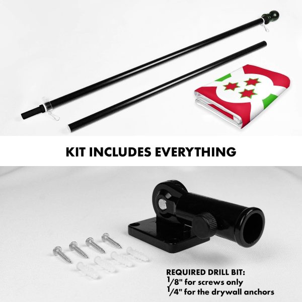 G128 Combo Pack: 6 Ft Tangle Free Aluminum Spinning Flagpole (Black) & Burundi Umurundi Flag 3x5 Ft, LiteWeave Pro Series Printed 150D Polyester | Pole with Flag Included - Image 2