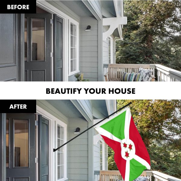 G128 Combo Pack: 6 Ft Tangle Free Aluminum Spinning Flagpole (Black) & Burundi Umurundi Flag 3x5 Ft, LiteWeave Pro Series Printed 150D Polyester | Pole with Flag Included - Image 3